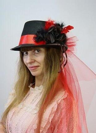 Капелюх червоний стімпанк леді роузвуд