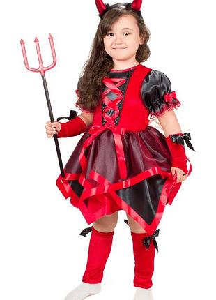 Костюм карнавальный красный чертёнок №1 (девочка)