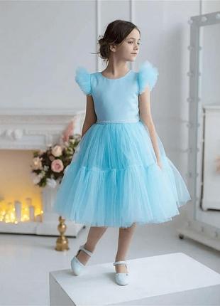 Платье нарядное голубое "джессика" на рост 98-140 см (6-7 дней)