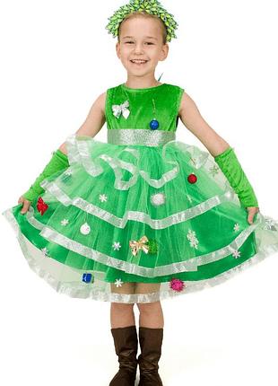 Елочка №2 (салат/золото). костюм карнавальный детский (5-6 лет)