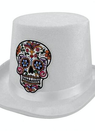 Капелюх карнавальний череп санта муерте білий