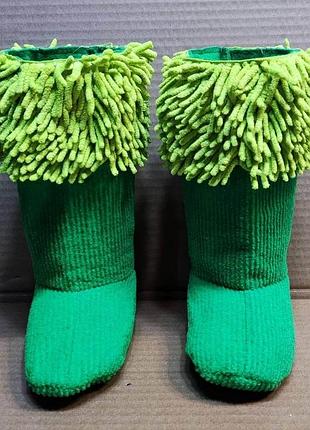 Сапожки детские карнавальные ярко-зелёные с оригинал-декором (размер 31-32)