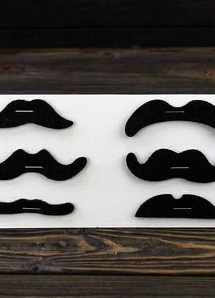 Усы чёрные накладные самоклейки фетровые набор из 6 штук