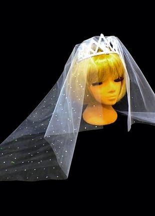Корона пластиковая тиана со стразами и фатой