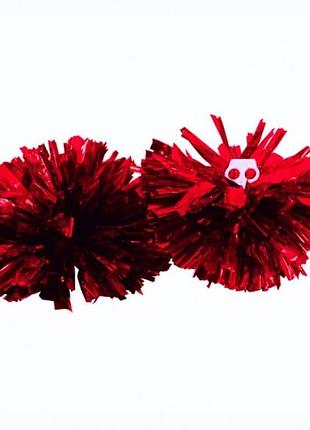 Красные помпоны для танцев и чирлидинга на кольцах блестящие