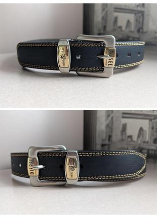 Ремінь diesel only the brave (75) жіночий з натуральної шкіри вінтаж чорний