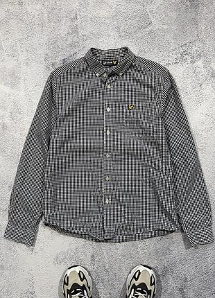 Оригінальна сорочка lyle scott класична сорочка в клітинку чорна біла чоловіча м л