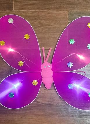 Крылья бабочки с подсветкой малиновые