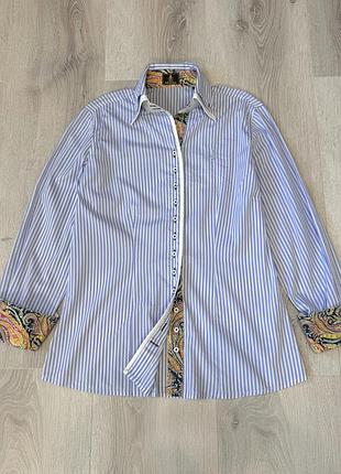 Жіноча сорочка в стилі etro смугасте базова класична з пейслі котон бавовна