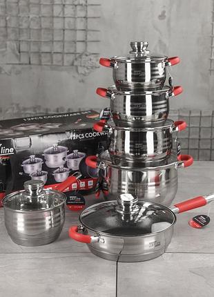 Набір посуду із нержавіючої сталі zepline zp-076 набір стильного посуду з 18 предметів(46 - 00)