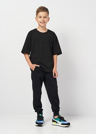Футболки дитячі та підліткові для хлопчиків базові оверсайз, чорні