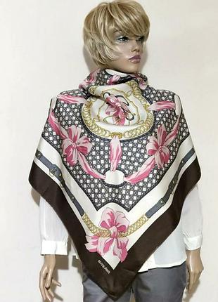 Шелковый  винтажный платок цветочный принт exquisit /12585/