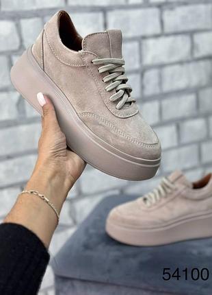 Кросівки на потовщеній подошві натуральна замша