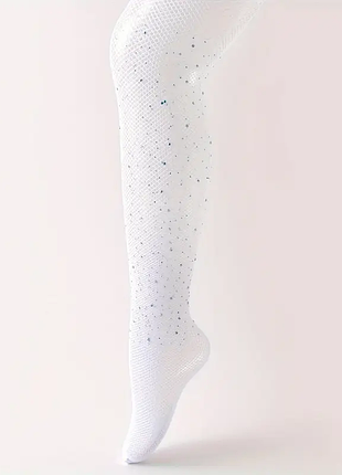 Колготи в сітку дитячі для дівчинки білі 116-134