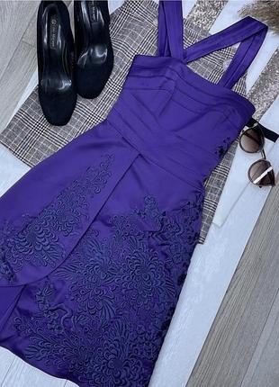 Атласна сукня karen millen xs s плаття вечірнє коротке плаття а силуету плаття з вишивкою