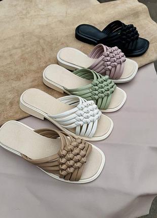 Кожаные фабрические шлепанцы 5 цветов