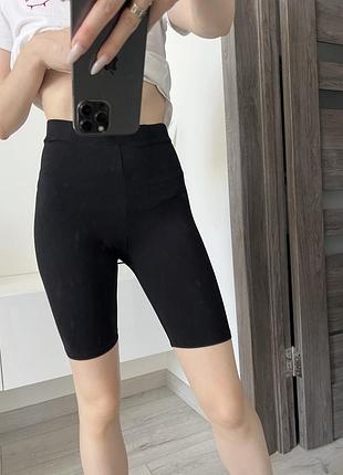 Чорні велосипедки трикотажні спортивні базові шорти