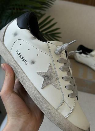 Кожаные кеды golden goose super-star, жюнкие кожные кед, кроссовки