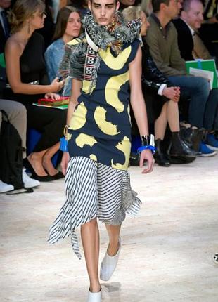 Юбка шелковая 100% шелк на резинке в полоску белая celine оригинал