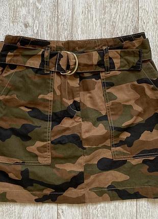 Жіноча міні спідниця, з камуфляжним принтом, від h&m, розмір s/36