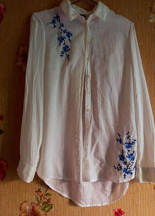 Блуза -сорочка натуральна,нова з вишивкою квіточки