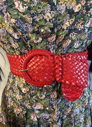 Стильний червоний плетений етнічний пояс ремінь етнічний бохо стиль