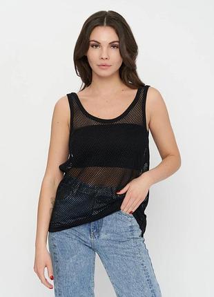Ажурная трикотажная майка, маечка в сеточку