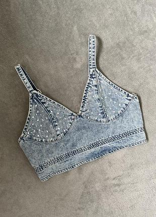 Джинсовий топ з камінчиками quiz