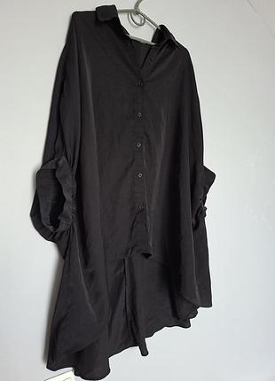 Черная рубашка оверсайз из воздушной ткани