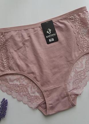 Трусики сліпи жіночі напівбатальні однотонні зі вставками мережива різні кольори преміум якість