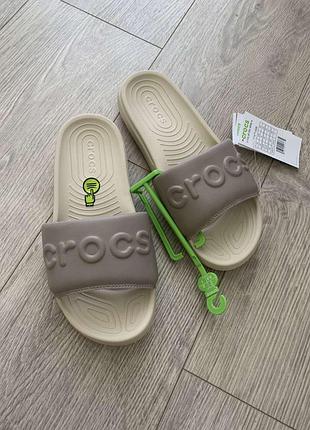 Жіночі шльопанці бежеві time crocs women's time crocs all day slide bone / taupe