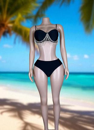 Купальник раздельный черный с колье м l 44 46