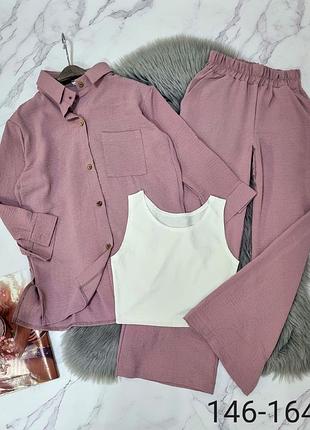 Легкий летний костюм, рубашка, майка и штаны