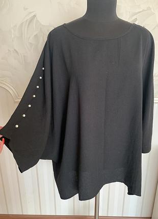 Свободная блуза с жемчугом, большой размер 28/30uk, 62-64.