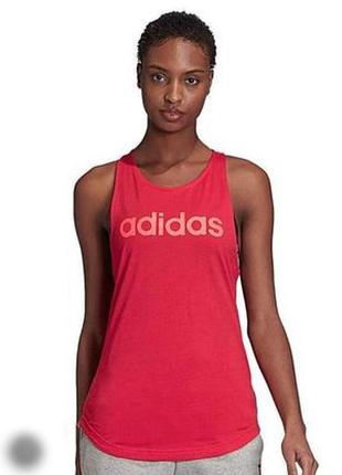 Adidas спортивна майка натуральна тканина, майка боксерка подовжена, топ рожевий бавовна