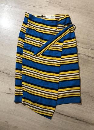 Стильная желто-синяя длинная асимметричная юбка liquorish s