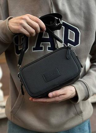 Сумка coach чорна крос боді чоловіча / жіноча