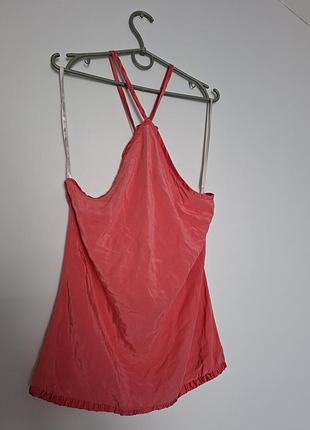 Нежный шелковый топ warehouse цвета фуксии (розовый), с открытой спиной