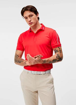 Мужское красное поло j.lindeberg