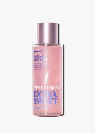 Спрей для тела с шиммером pink victoria secret extra sweet shimmer mist body fragrance