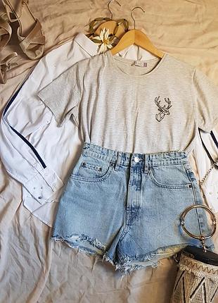 Серая базовая футболка женская оверсайз свободный крой оверсайз