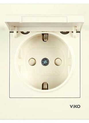 90960112 розетка 1-а з/з і кришкою крем vi-ko karre