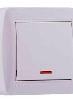Вимикач 1-кл. зовнішній із підсвіткою білий lezard demet 711-0200-111