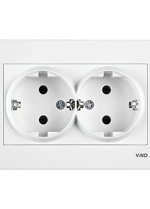 Розетка двойная с заземлением,белая vi-ko karre 90960056