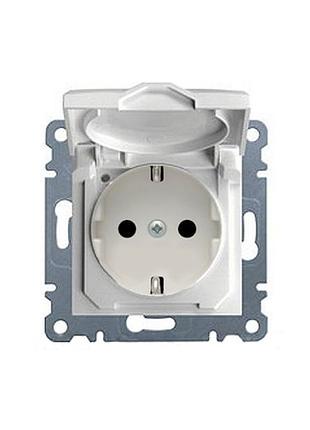 Розетка з з/к з кришкою lumina, біла, 16а/230в