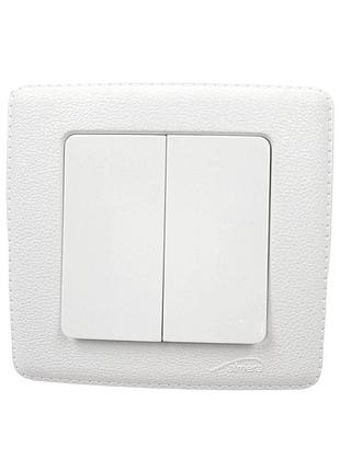 Вимикач двоклавішний ip20 біла шкіра almera dogu