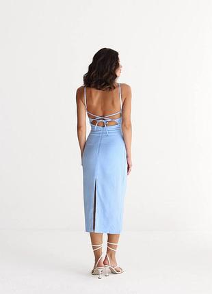 Льняное платье на бретелях лен