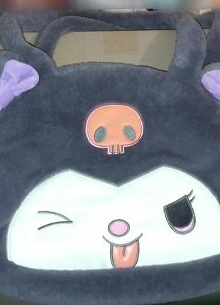 Сумочка темно серая с кроликом женская куроми для девушки