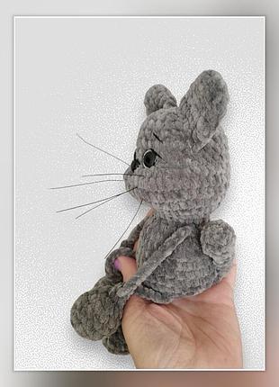 Мягкая игрушка ручной работы для детей, серый котик