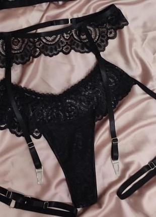 Трусики стринги сетевые пояс для чулок закалки